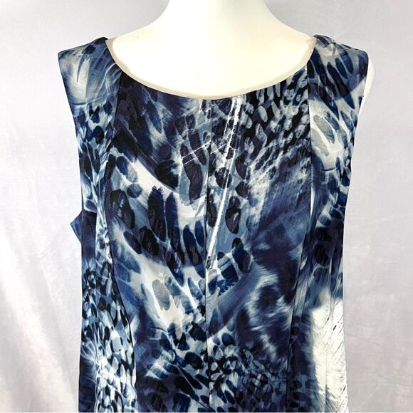 Connected Apparel blue and white abstract print dress size 14 - Picture 2 of 5